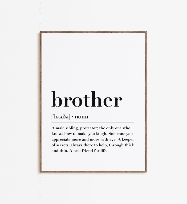 Brother Definition Print Brother Quote Art Printable Wall Etsy