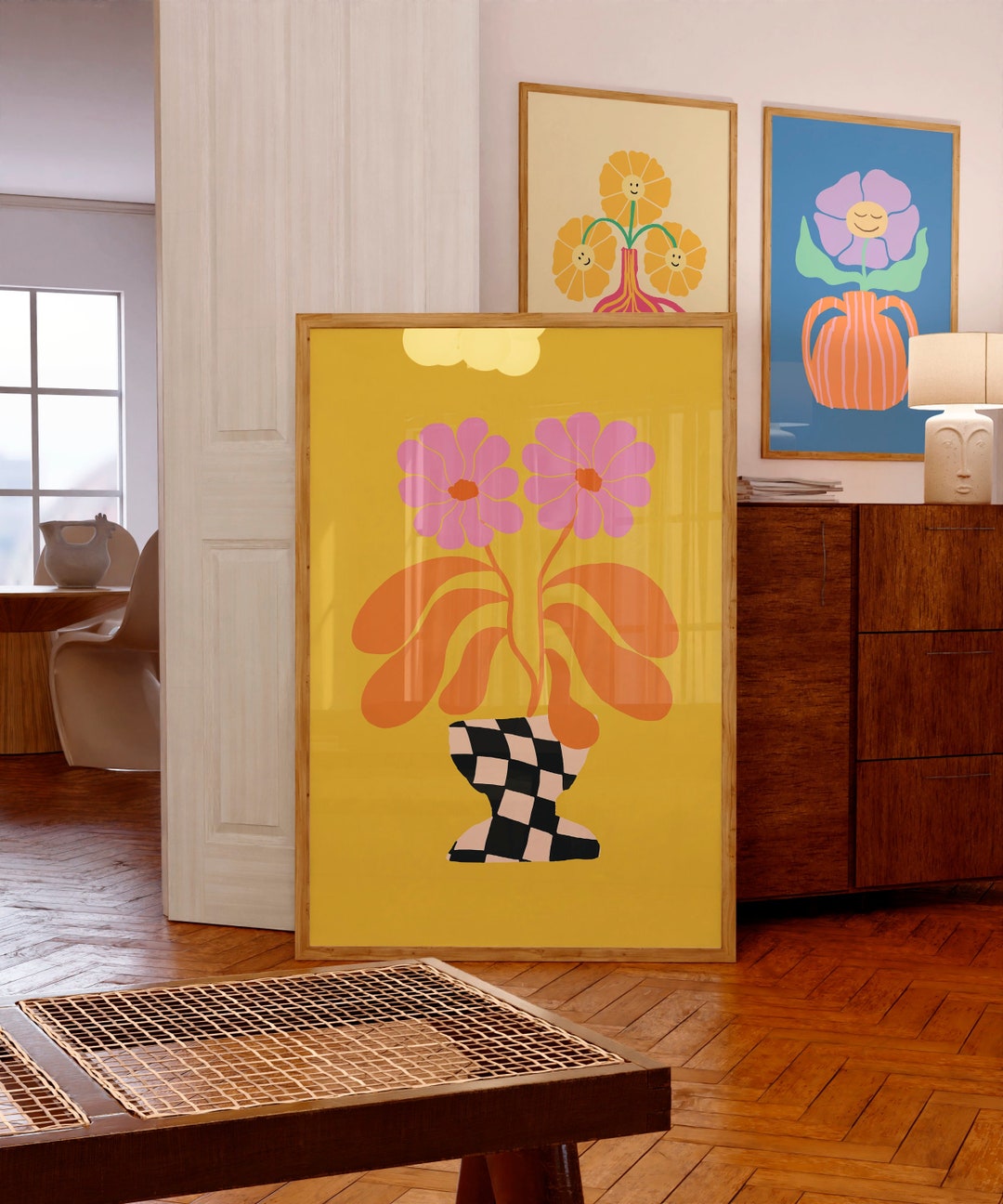 Funky Retro Flower Art Print Modern Retro Wall Art Decor Etsy Australia