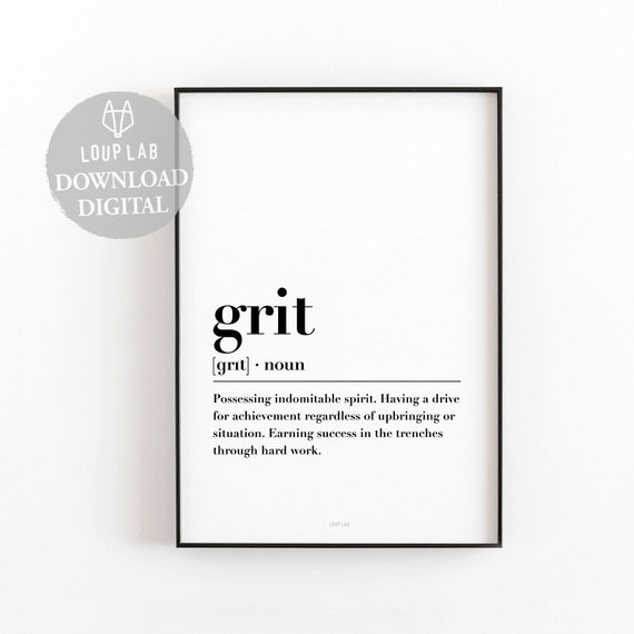 Grit definition printable wall art Motivational wall decor Etsy