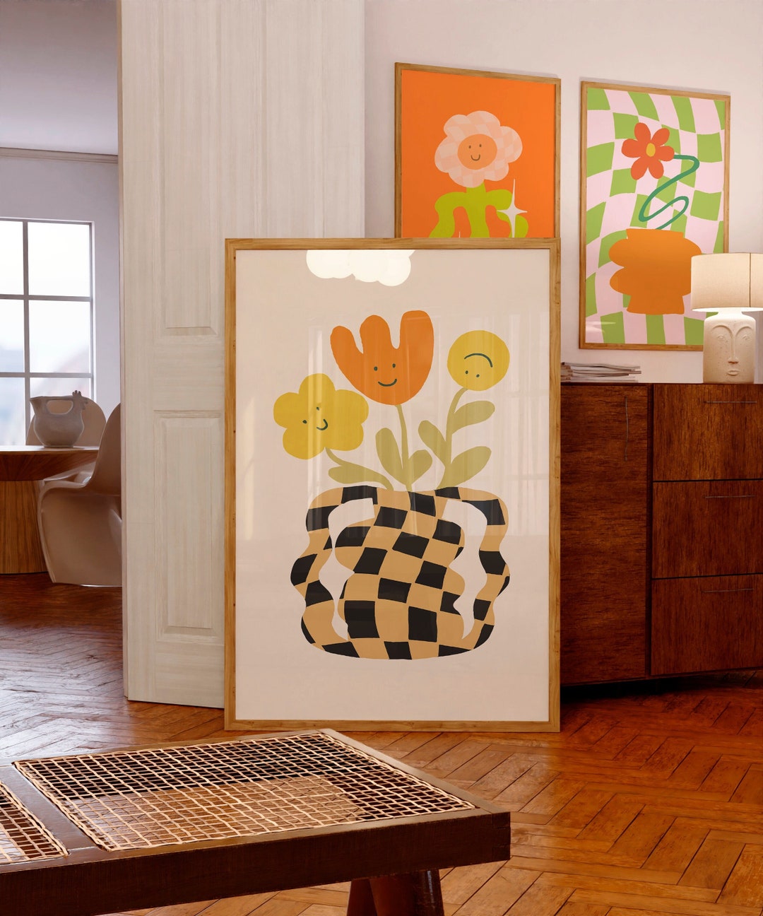 Colorful Flower Wall Art Printable Modern Retro Wall Decor Etsy Singapore