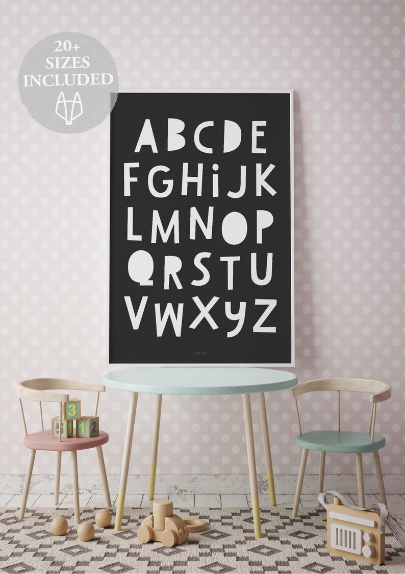 Abc Arte De La Pared Abc Arte Imprimible Abc Impresion De La Etsy