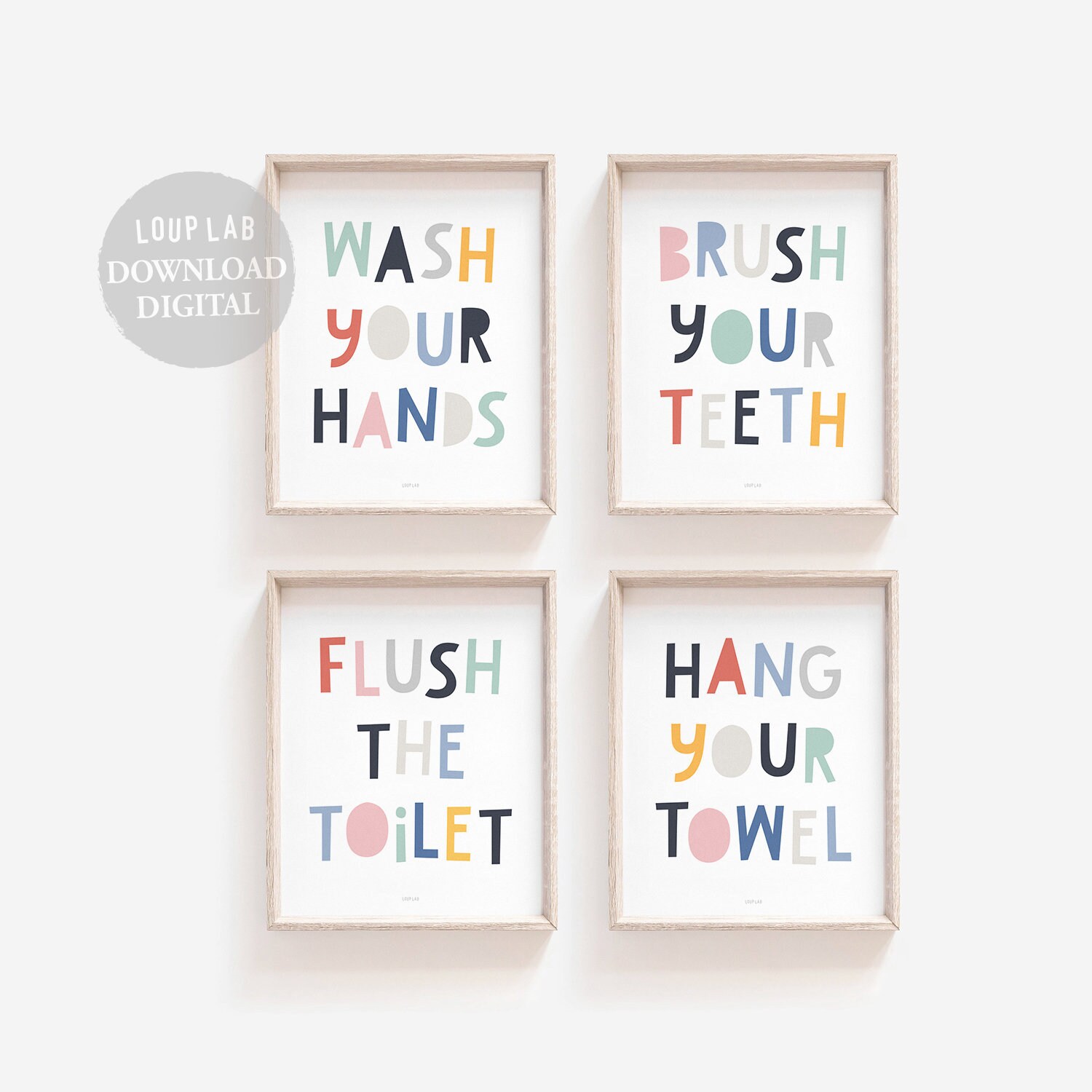 Bathroom Art Set Kids Bathroom Sets Kids Bathroom Art Set Etsy
