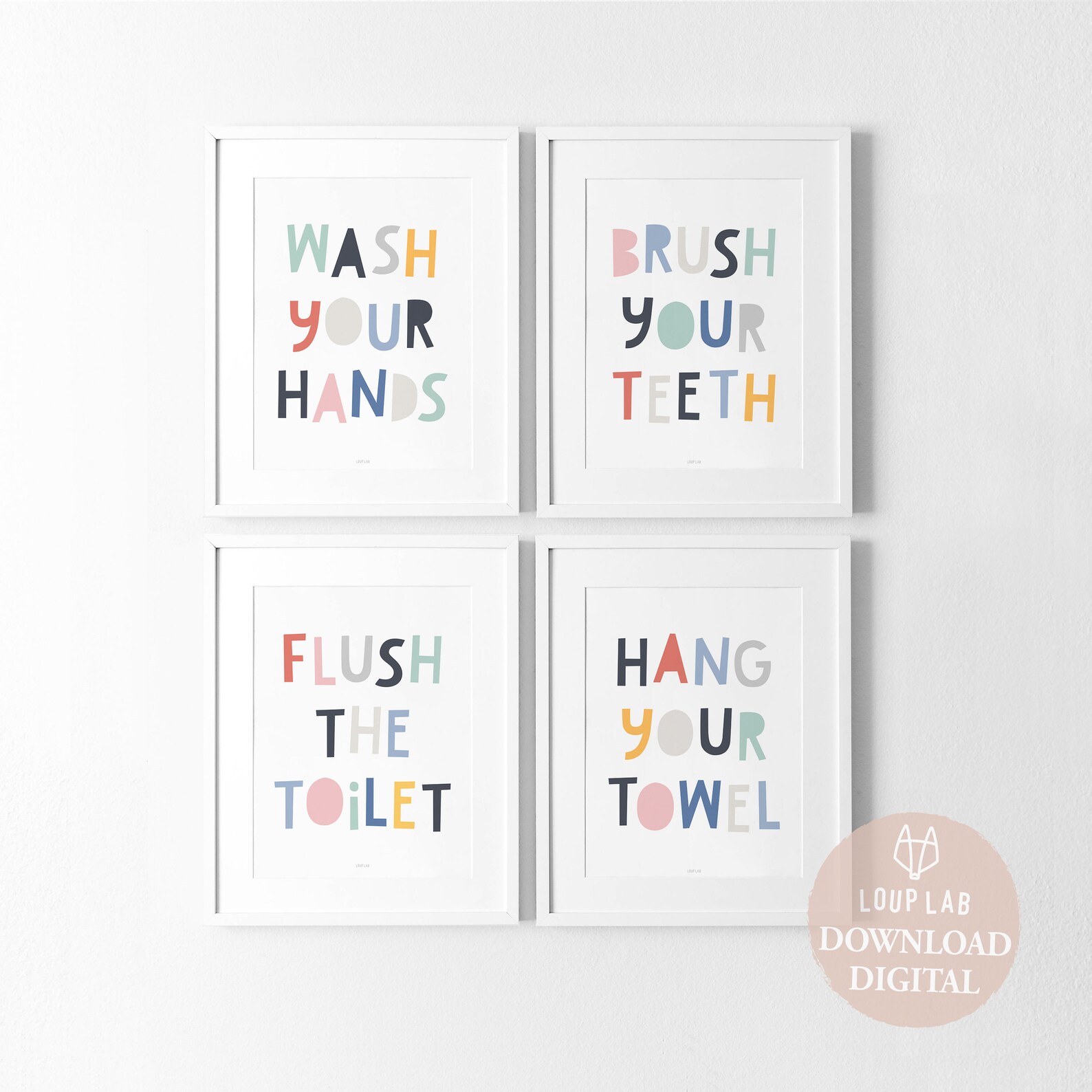 Bathroom Art Set Kids Bathroom Sets Kids Bathroom Art Set Etsy