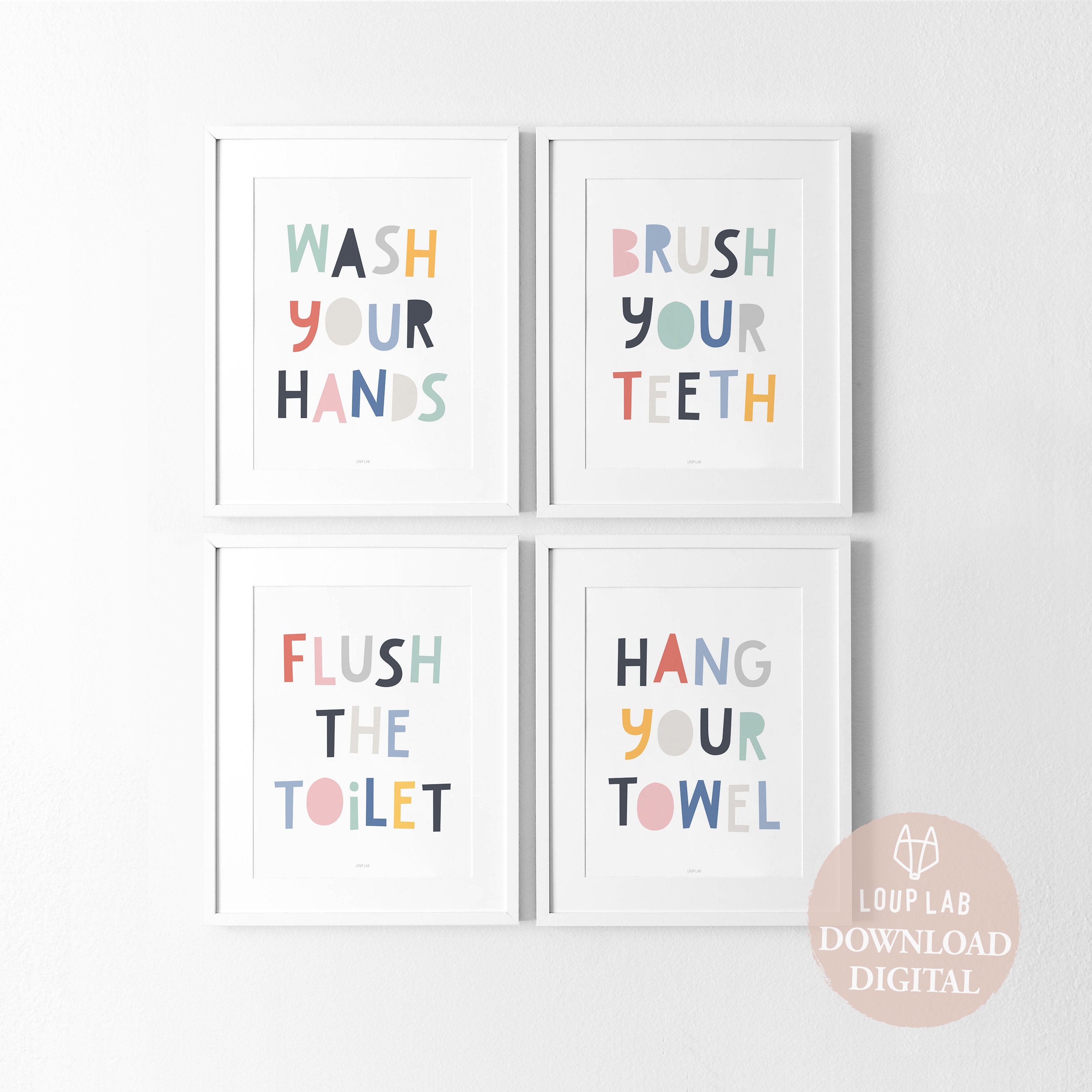 Bathroom Art Set Kids Bathroom Sets Kids Bathroom Art Set Etsy