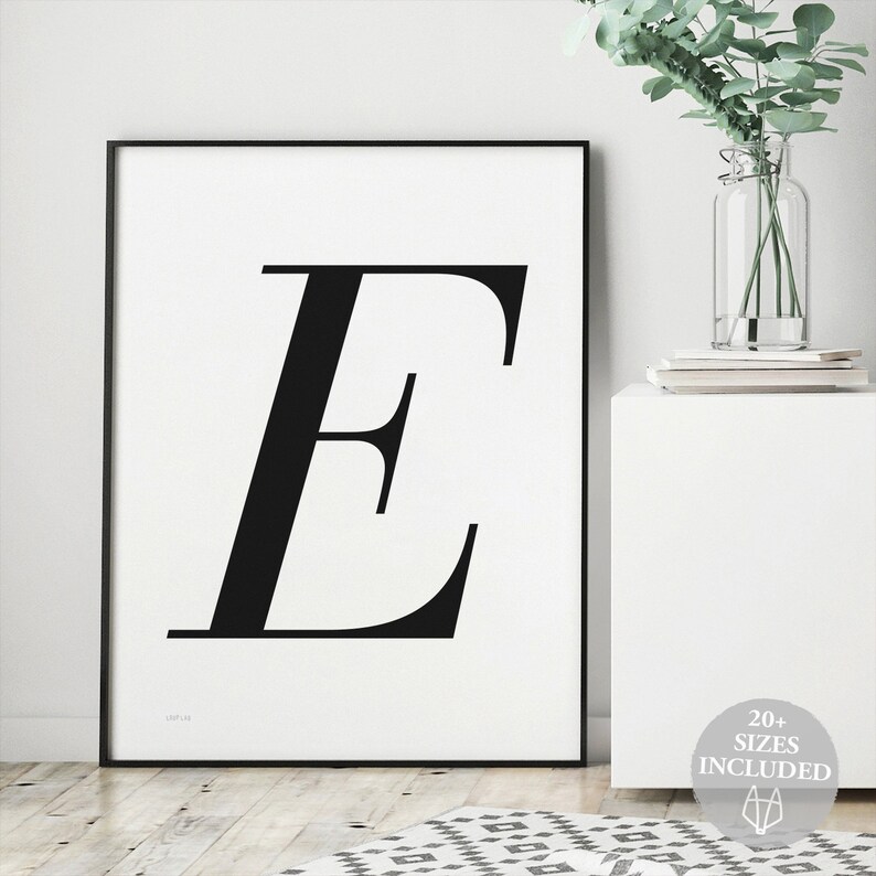 Letter art Letter E art E letter wall decor Printable art Etsy