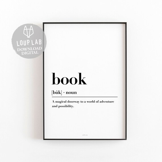 Book definition print Book print Book lovers gift Book art Etsy