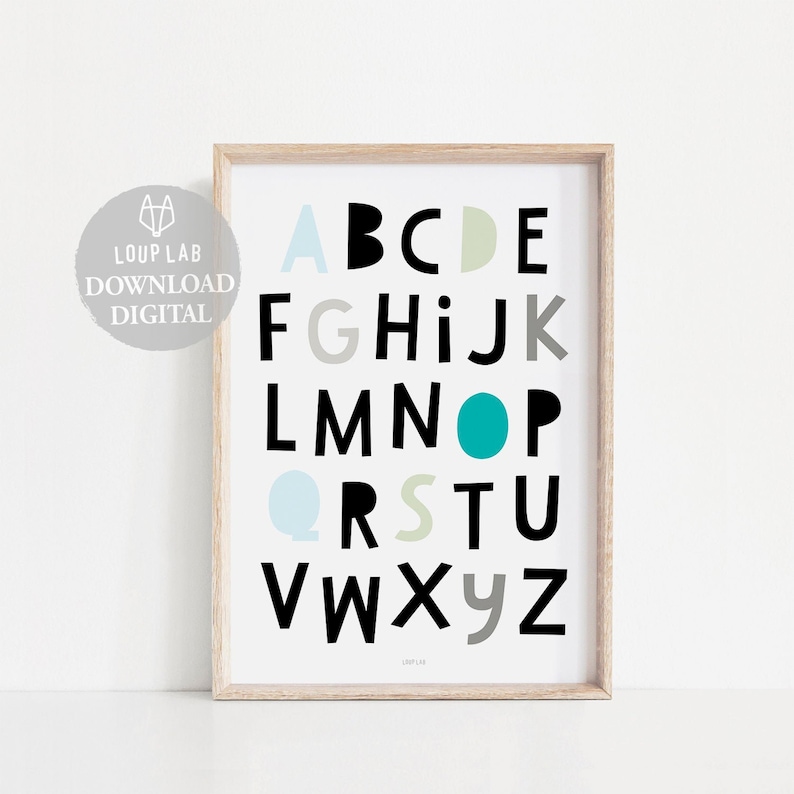 Abc Impresion Abc Vivero Impresion Boy Abc Impresion Etsy