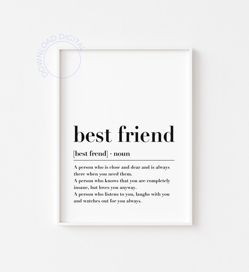 Best Friend Definition Print Best Friend Gift Best Friend Etsy