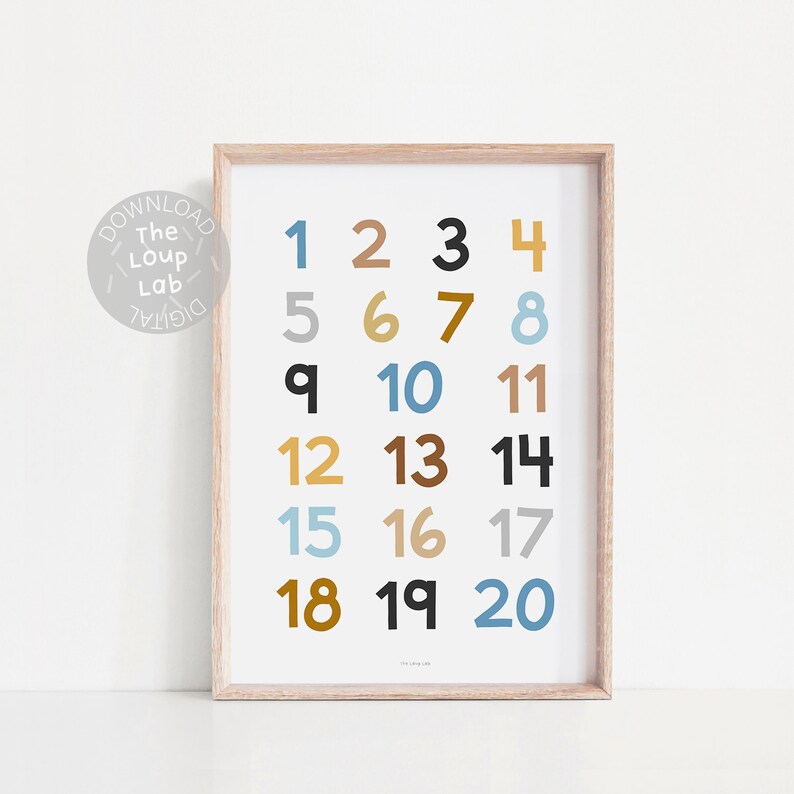 numbers 1 20 print numbers printable wall art poster