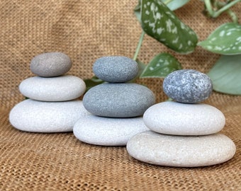 9 Balancing Stones - Zen Meditation Yoga Stones, Cairn Balancing Sculpture Mood Stone, Round Beach Pebble Rock Art, Home Decor, Mindfulness