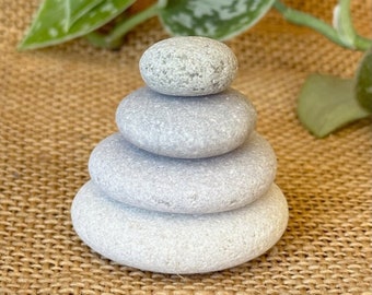 Balancing Stones - Altar Zen Meditation Yoga Cairn Balancing Sculpture Mood Beige Gray Stones Flat Beach Pebble Rock Art Decor Mindfulness