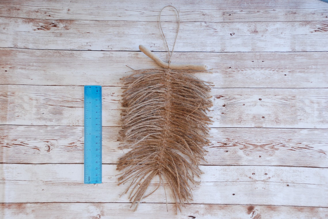 Jute Macrame Feather Macrame Wall Hanging Macrame Boho Etsy