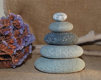Balancing Stones - Zen Meditation Yoga Stones, Cairn Balancing Sculpture Mood Stone, Round Beach Pebble, Stackable Rocks, Stone Cairn Decor