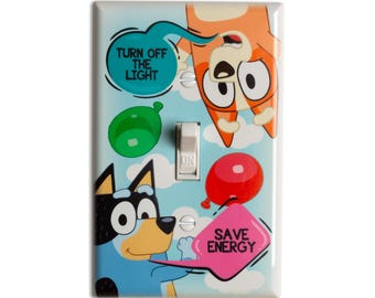 Bluey Light Switch Cover - Craft Printed Wall Plate Room Decor - Painted Screws