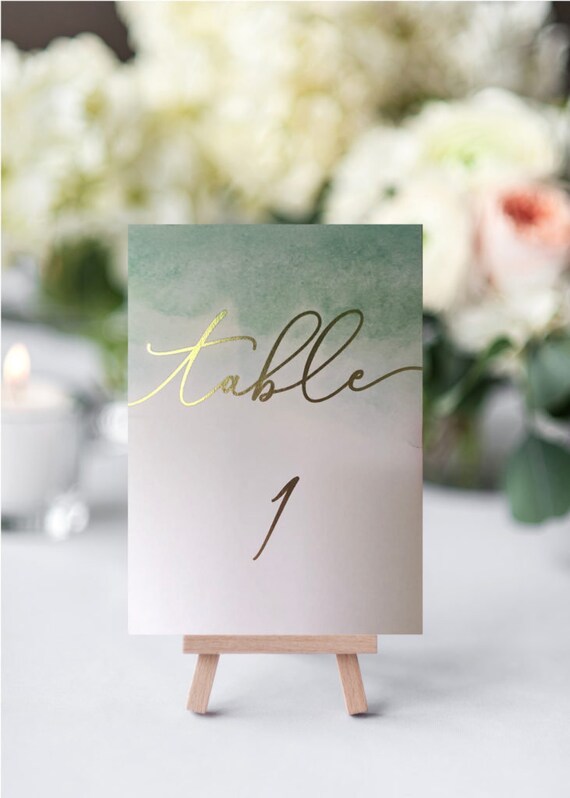 Green Gold Wedding Table Number Gold Table Numbers Etsy