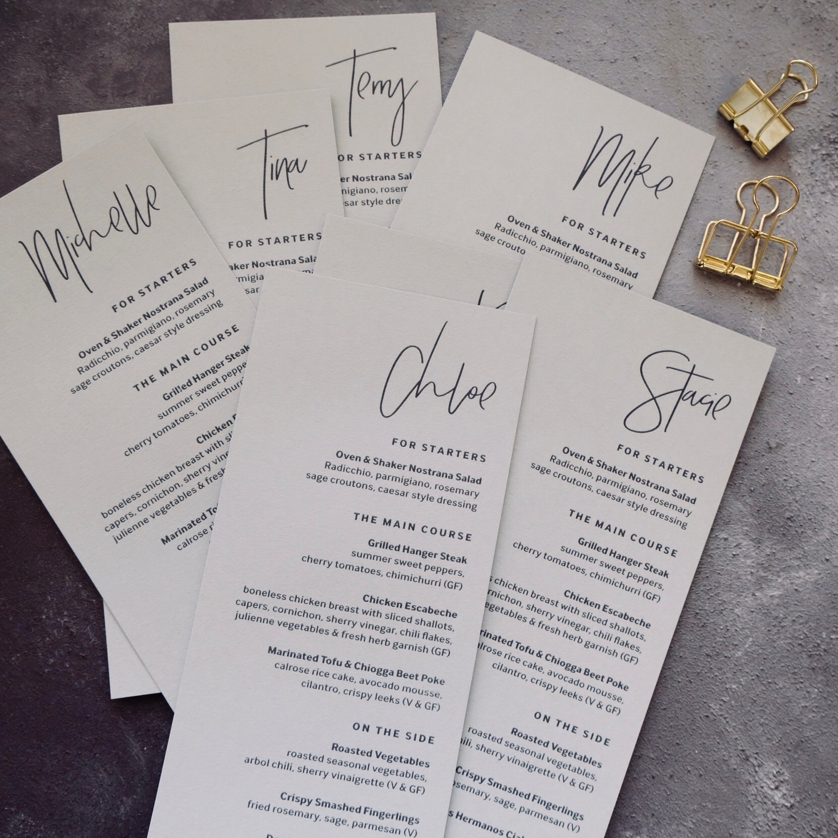 Wedding Menus Place Cards Personalised Wedding Menu Etsy