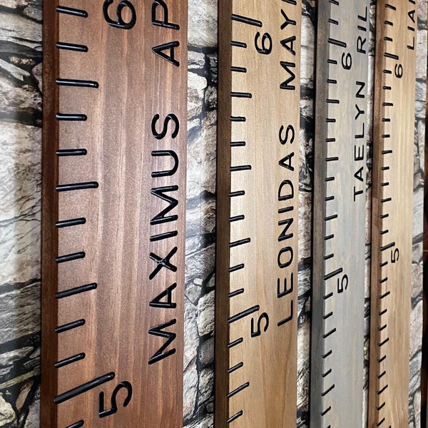 1x6 Select Pine Board Version - Hand Routed Wood Growth Chart Ruler - Engraved Height Chart