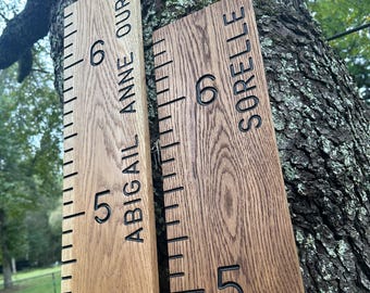 Hand Routed White Oak Wood Growth Chart Ruler - Minimalist Boho Wall Decor