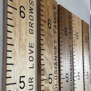 Hand Routed Family Growth Chart Ruler - Select Pine Board Version - Engraved Solid Wood Growth Ruler - Height Chart for Wall