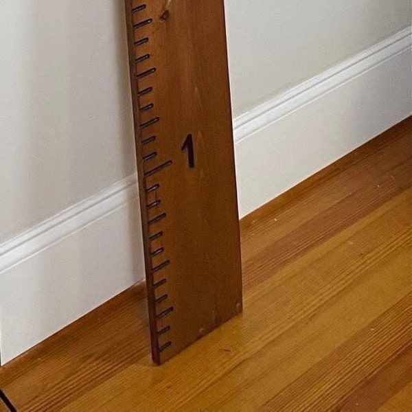 From the Floor Knotty Pine Board Version - Hand Routed Wood Growth Chart Ruler - Engraved Height Chart