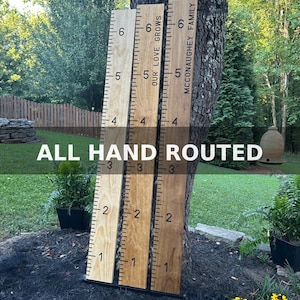 Engraved Solid Wood Growth Chart Ruler – Hand-Routed Personalized Height Tracker – Nursery Decor, Kids Room Gift, Family Keepsake