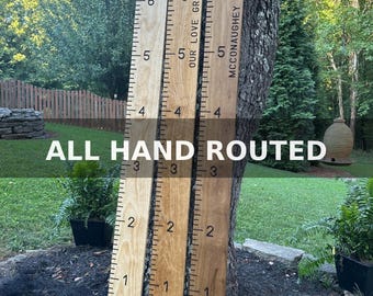 Engraved Solid Wood Growth Chart Ruler – Hand-Routed Personalized Height Tracker – Nursery Decor, Kids Room Gift, Family Keepsake