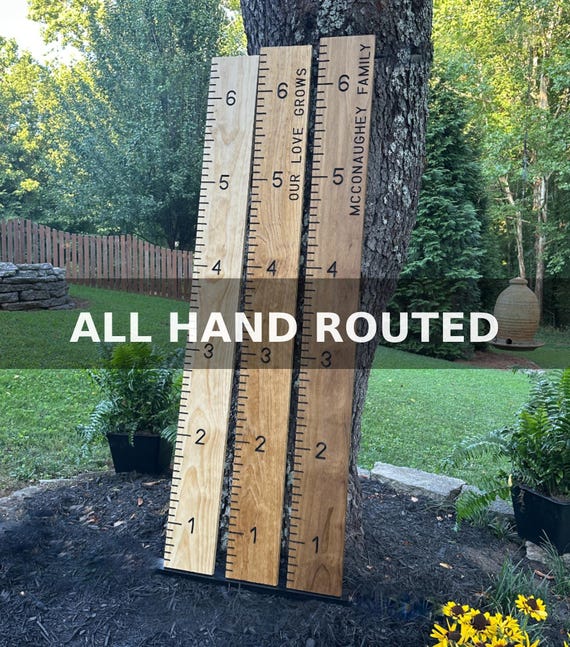 Engraved Solid Wood Growth Chart Ruler – Hand-Routed Personalized Height Tracker – Nursery Decor, Kids Room Gift, Family Keepsake