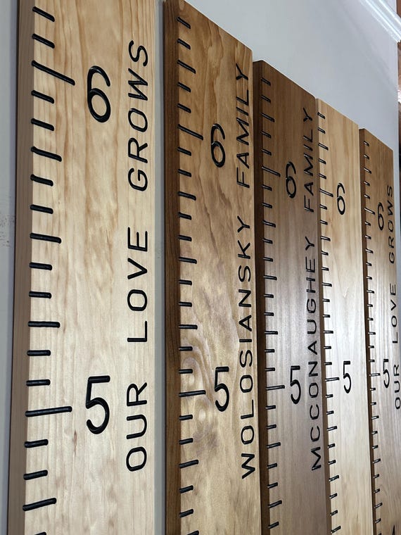 Hand Routed Wooden Growth Chart Ruler - Engraved Personalized Height Tracker - Custom Family Height Chart - Kids Growth Board