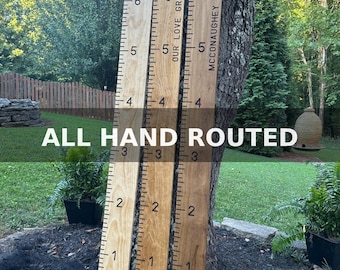 Hand Routed Wooden Growth Chart Ruler - Engraved Personalized Height Tracker - Custom Family Height Chart - Kids Growth Board