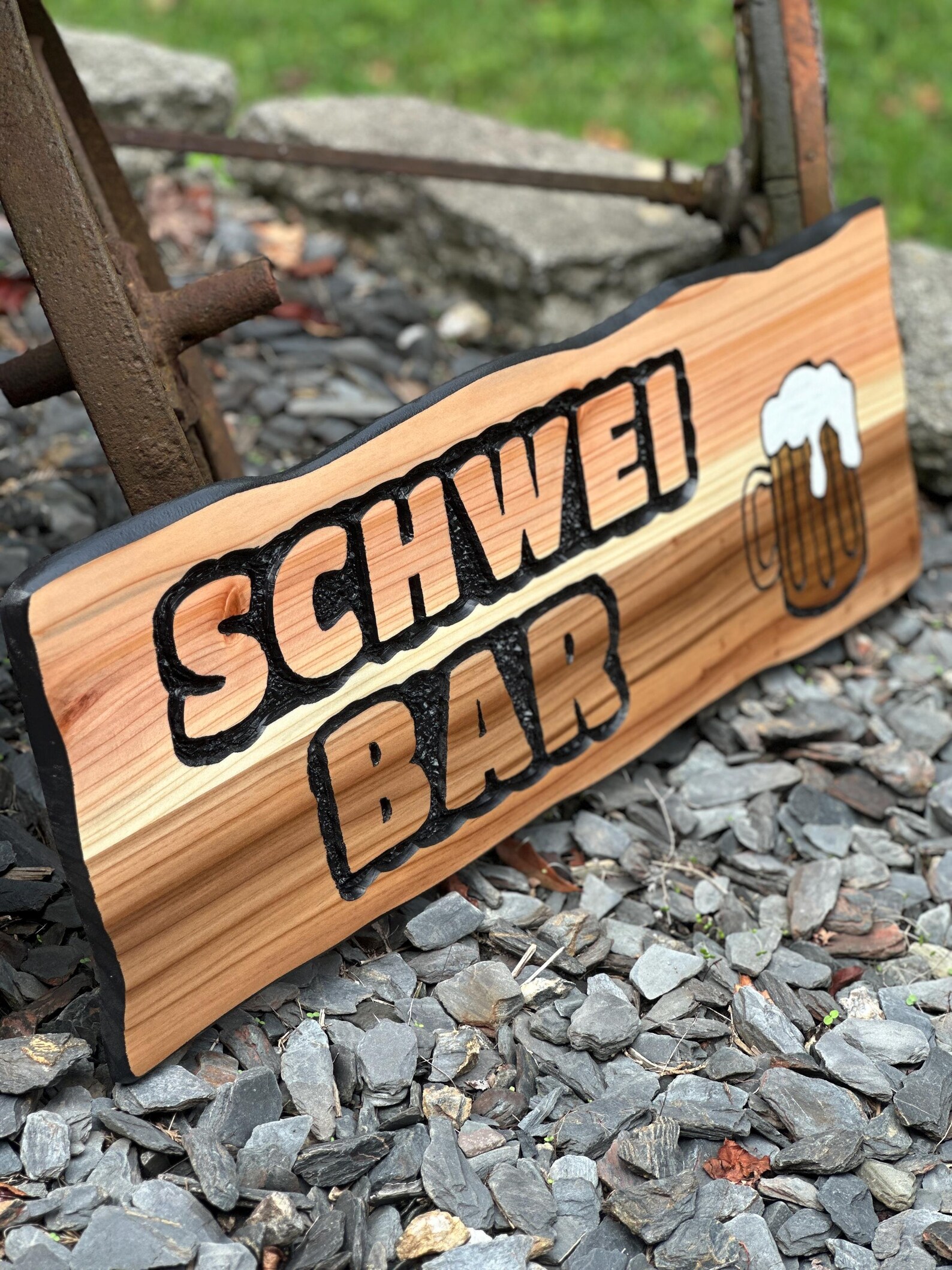 Hand-routed Cedar Wood Sign: Custom Rustic Bar or Name Sign - Etsy
