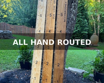 Hand Routed Wooden Growth Chart Ruler - Engraved Personalized Height Tracker - Custom Family Height Chart - Kids Growth Board