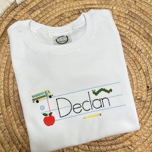 First day of school pencil boy back to school shirt - embroidered school shirt- preschool shirt for boys - embroidery back to school shirt