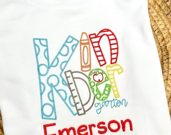 Embroidered Back to School Shirt – Personalized kindergarten shirt