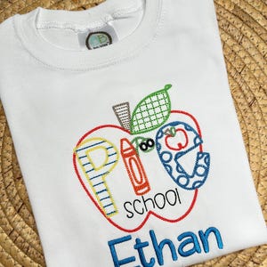 First day of school pencil boy back to school shirt - embroidered school shirt- preschool shirt for boys - embroidery back to school shirt