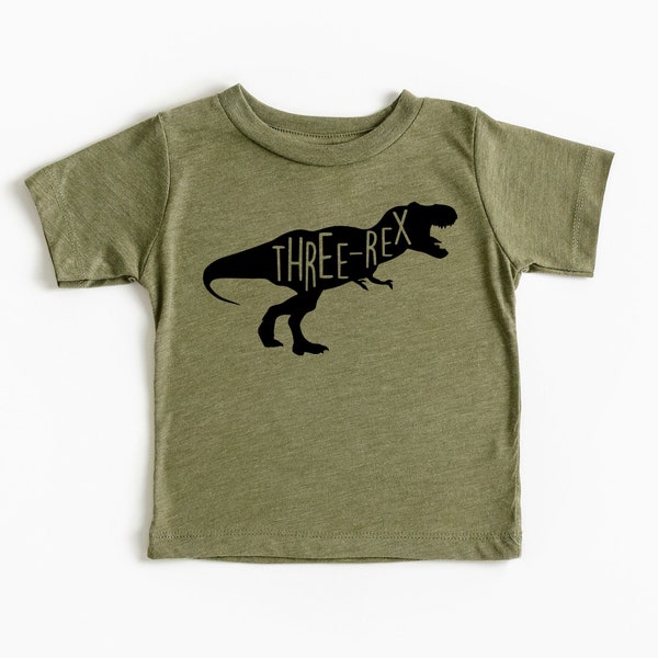 Three Rex Birthday Shirt I Dinosaur Birthday Theme I Third Birthday Graphic Tees I T Rex Dino Birthday Party T-Shirts I Boys Birthday I Cute