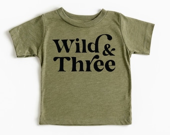 Retro Wild & Three Shirt I 3rd Birthday T-Shirt I Threenager Graphic Tees I Toddler Boy Birthday Shirts I Toddler Girl Bday T-Shirts I Cute