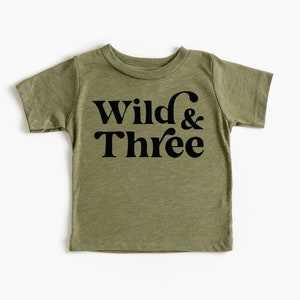 Retro Wild & Three Shirt I 3rd Birthday T-Shirt I Threenager Graphic Tees I Toddler Boy Birthday Shirts I Toddler Girl Bday T-Shirts I Cute