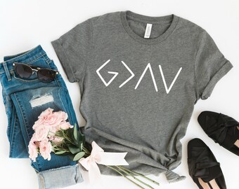 God is Greater Than The Highs and Lows Graphic Tee, Christian Shirts, Fall Shirt, Baptism Gift, Mom Tees, Faith, Church, Quote T-Shirt, Love