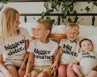 Biggest Sister Shirt for Pregnancy Reveal Shirt for Big Sister T-Shirt for Baby Announcement Tshirt for Matching Sibling Tee Big Sis Gift