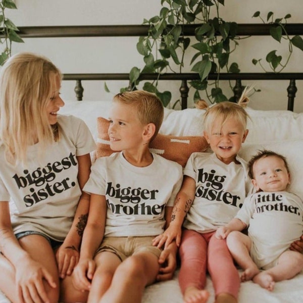 Biggest Sister Shirt for Pregnancy Reveal Shirt for Big Sister T-Shirt for Baby Announcement Tshirt for Matching Sibling Tee Big Sis Gift