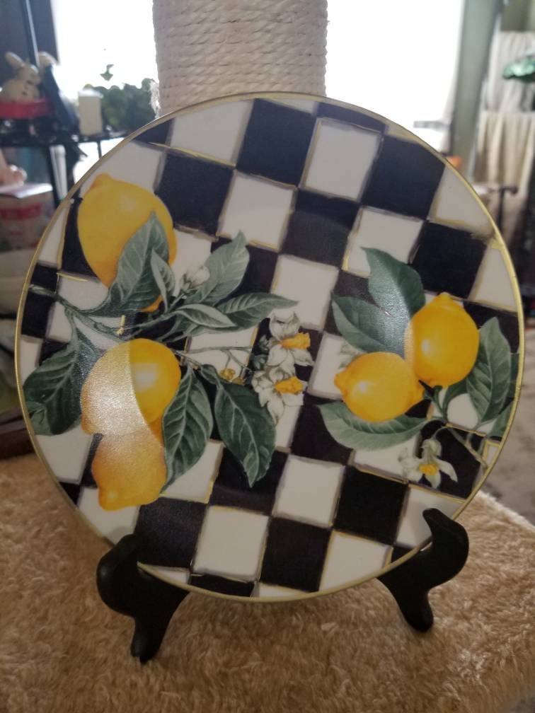 Designer Inspired Hand Painted Lemon Plate Etsy UK