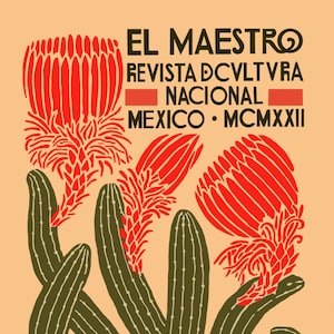 Imagen del cartel de El Maestro: cartel vintage, arte mexicano, imagen digital, ilustración de revista