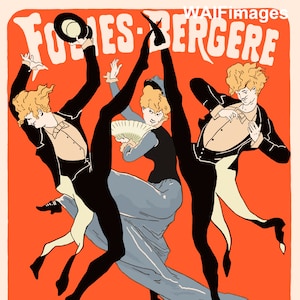 Folies Bergere Poster voor Les Girard - levendige muur- of kaartkunst van een geweldige Franse vintage afbeelding