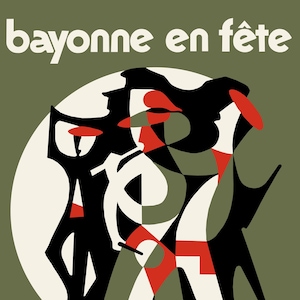 Cartel del Festival Retro para Bayona alrededor de 1973: colores e imágenes clásicas de los años 70 que se han afilado con algunos gráficos vectoriales.