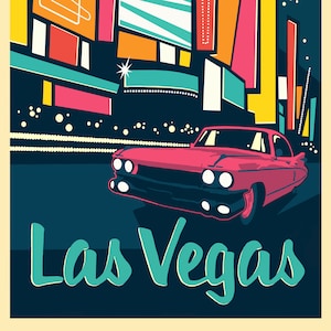 Las Vegas Poster - un'epoca cool in una città calda questa immagine della metà del secolo fa grande muro o arte delle carte.