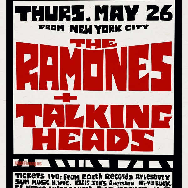 Ramones and Talking Heads Gig Poster - derived from a 1970s British club poster. Not a bad double bill!