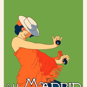 Madrid Travel Poster circa 1925 - created in Belgium the original has a great palette with a couple of variations added for modern interest.