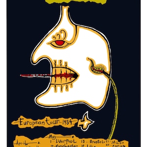 The Cure Tour 1984: derivado de un cartel de la gira europea 184 de The Cure. ¡Una imagen muy llamativa!