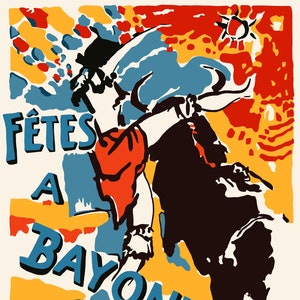 Fetes A Bayonne Poster 1964 - una imagen clásica de 1960 con todo el color y la vitalidad del sur de Francia.