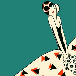 1920 年代のフラワーガール - アールデコ調の絵柄で、グリーティング カードとしても最適です。